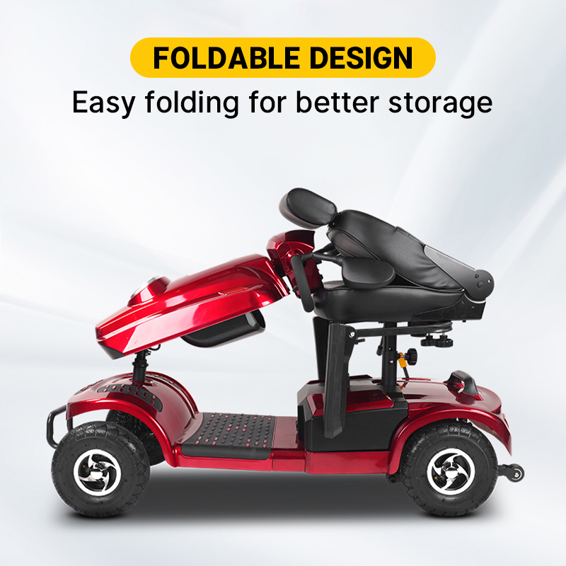 Safety Enhanced Foldable Electric Mobility Scooter for Care Facilities Safety Enhanced Foldable Electric Mobility Scooter for Care Facilities