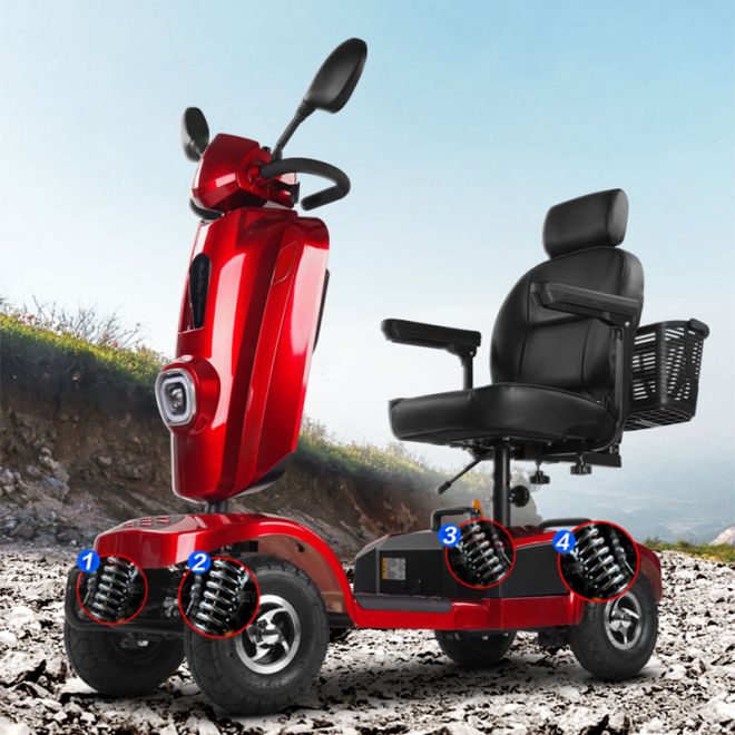 EXC-1002 Foldable 4-Wheel Mobility Scooter: Safe, Long-Range Travel Solution for Seniors