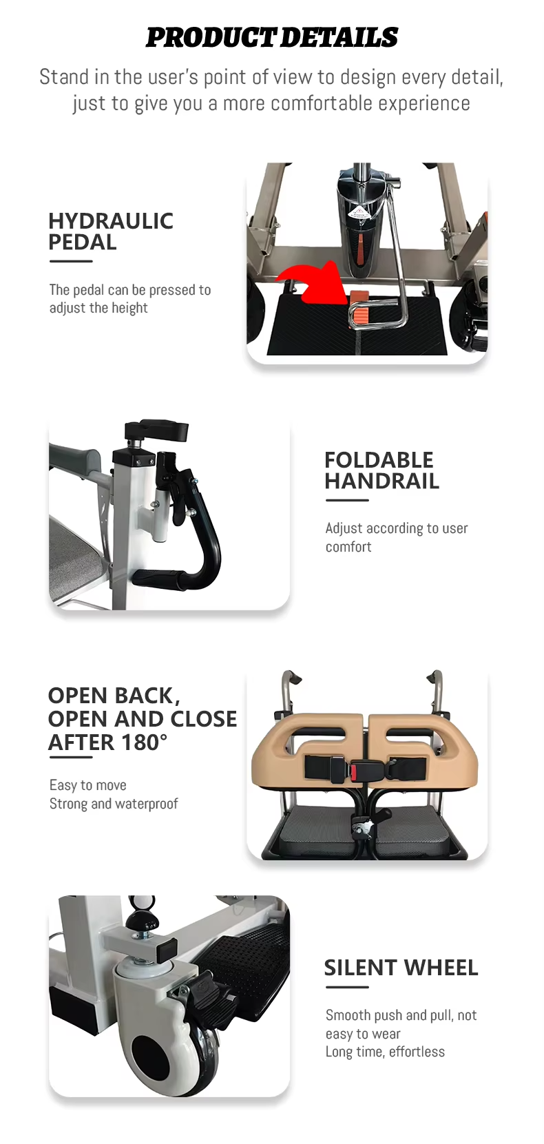 Portable Lift for Elderly: Multi-Function Wheelchair & Patient Transfer Chair