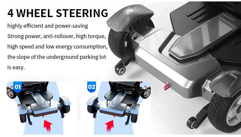 Handicapped Electric Scooter - Lightweight 4-Wheel Foldable Mobility Aid