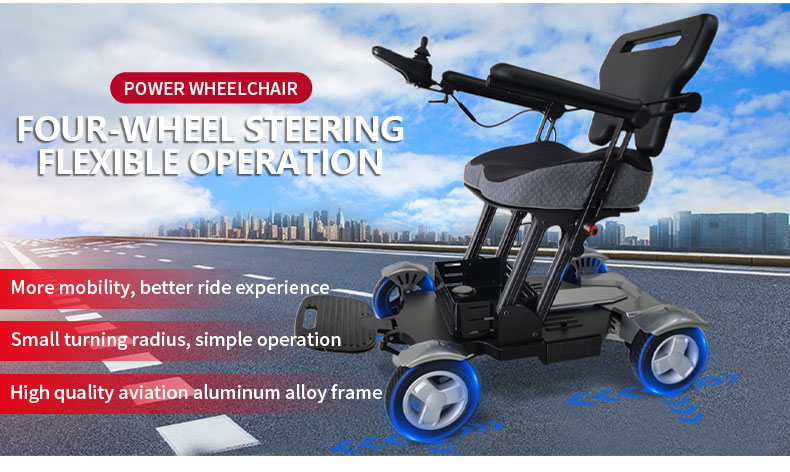 Handicapped Electric Scooter - Lightweight 4-Wheel Foldable Mobility Aid