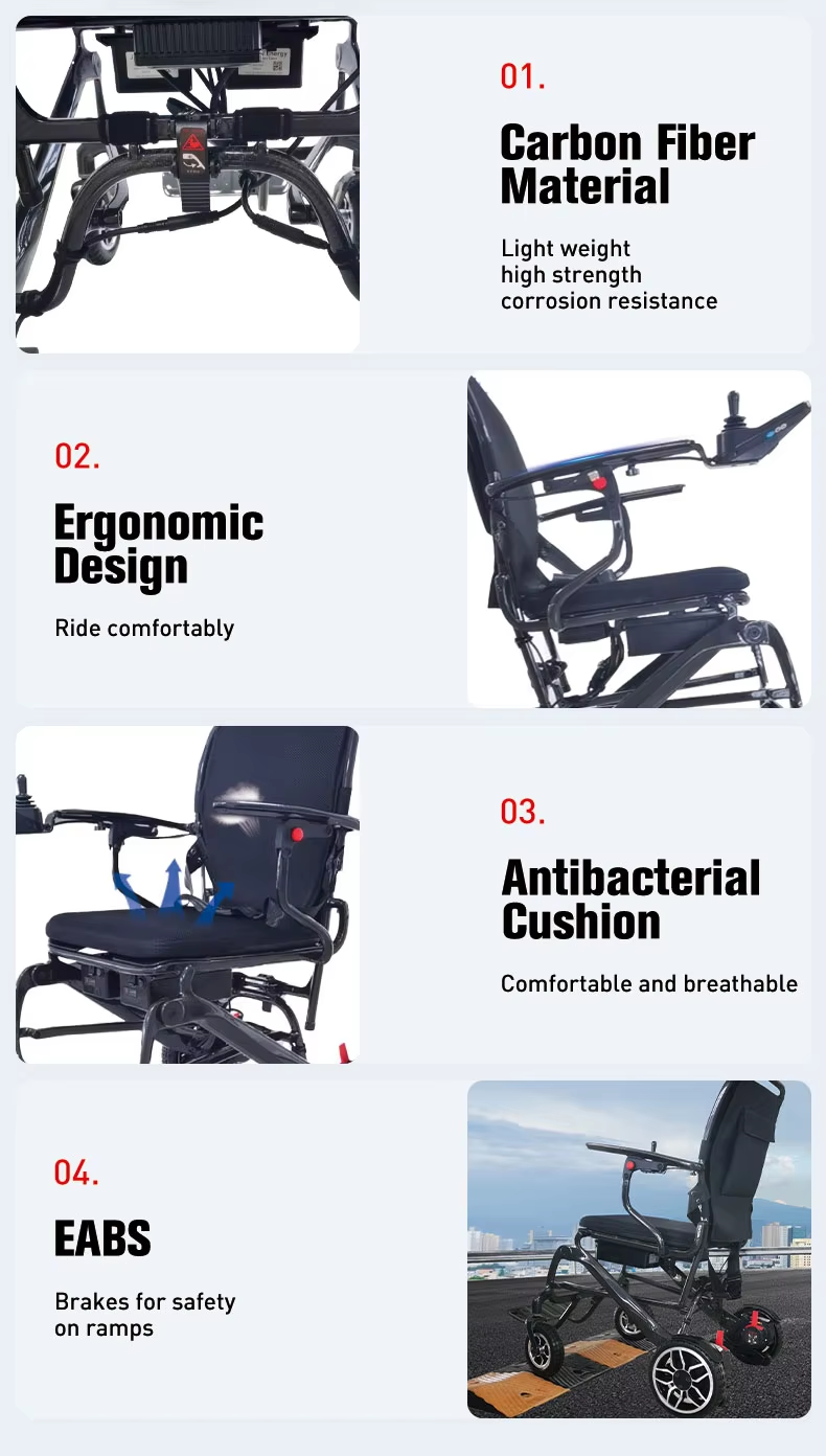 Collapsible Carbon Fiber Electric Wheelchair - Lightweight, 20km Range