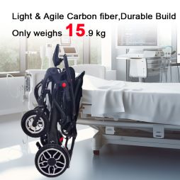 Foldable Electric Hospital Wheelchair - Lightweight Carbon Fiber Design