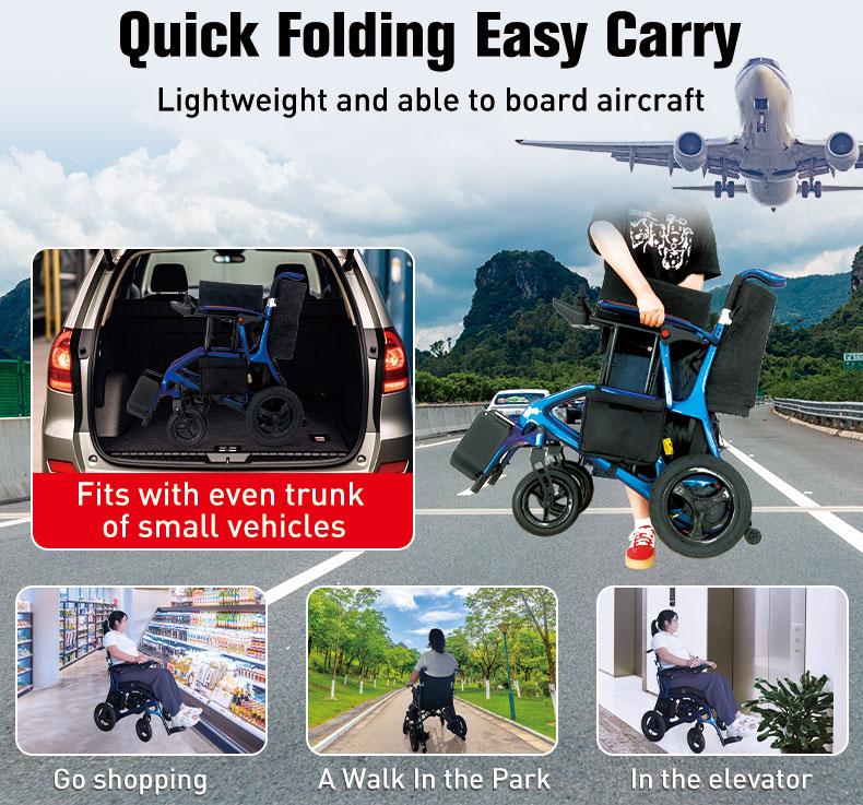 Ultra-Light Carbon Fiber Wheelchair - Comfortable, 15km Range, 100kg Capacity