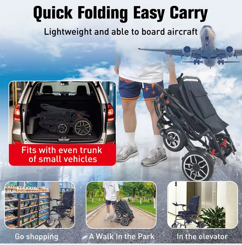 Collapsible Carbon Fiber Electric Wheelchair - Lightweight, 20km Range
