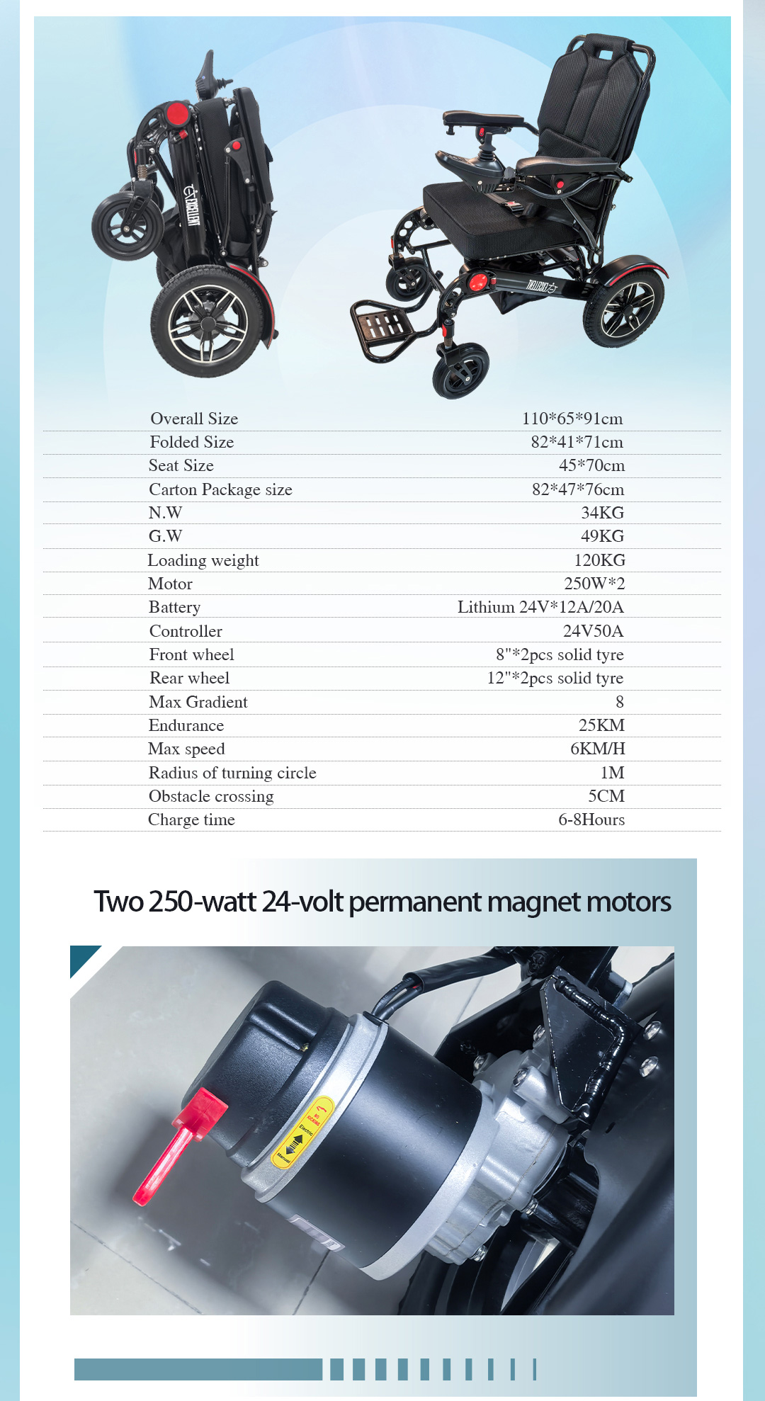Custom Ultra-Light Aluminum Wheelchair - Remote Controlled, Foldable Design