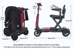 EXC-1003B Lightweight Foldable Mobility Scooter | 28kg Portable 4WD Electric Mobility Scooter