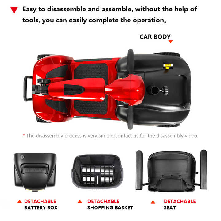 Folding Disability Scooter EXC-1001 - Lightweight, 120kg Capacity, 20km Range