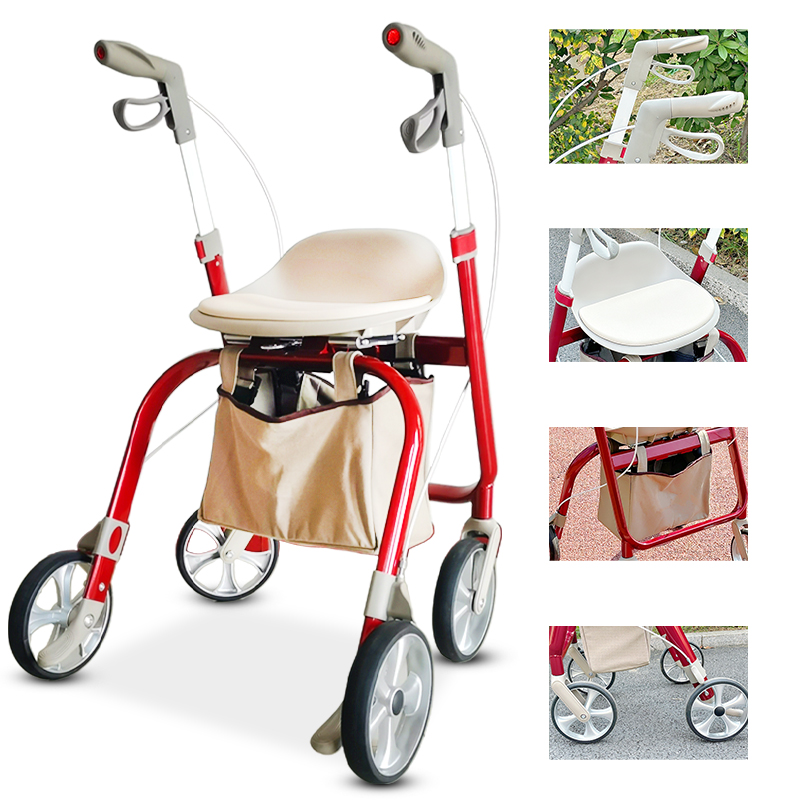 Lightweight Foldable Walker with Chair - Portable Aluminum Alloy Mobility Aid EXC-2014