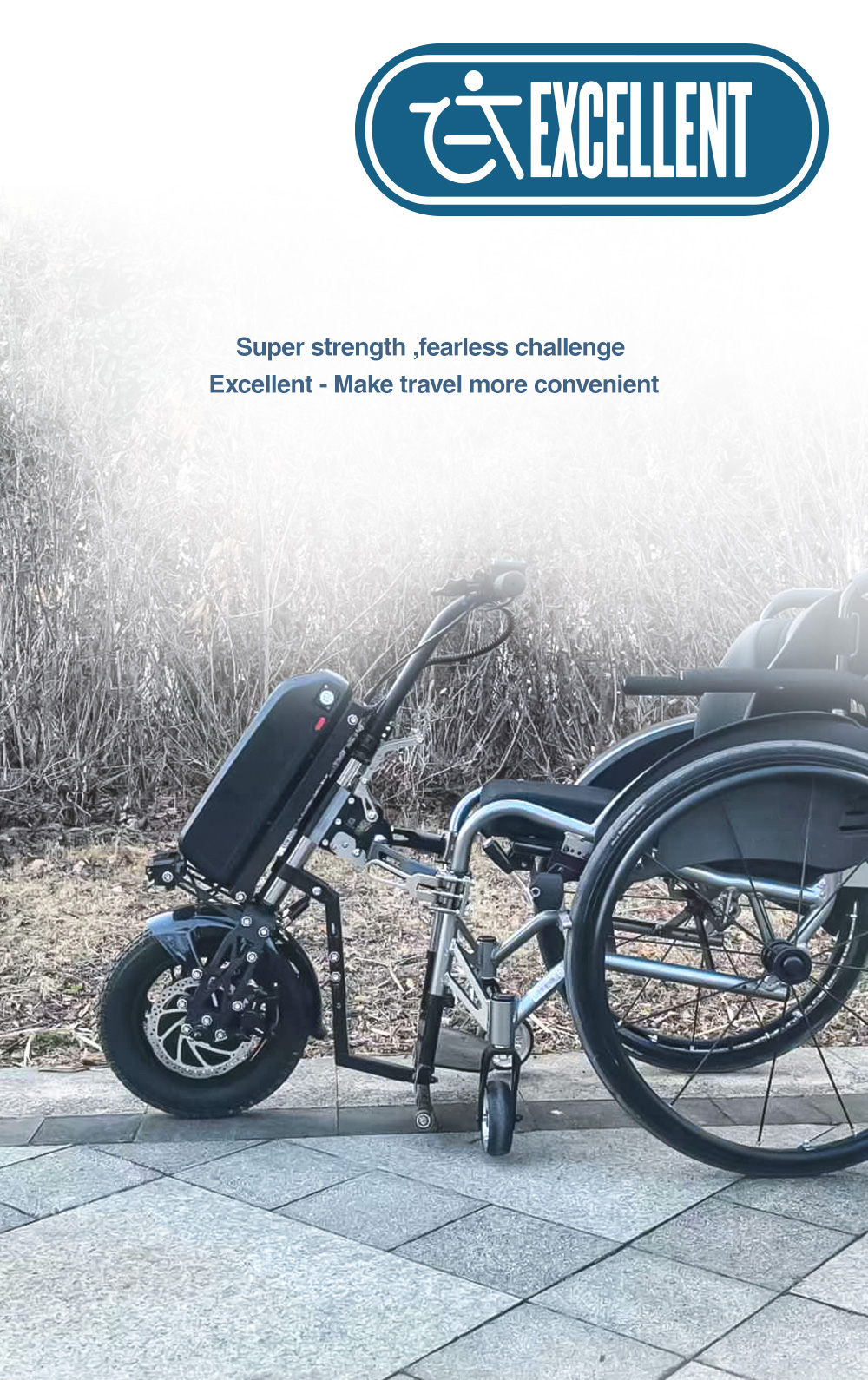 All Terrain Wheelchair Trailer Head - 48V 350W Motor, Portable & Collapsible