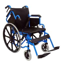 Collapsible Steel Manual Wheelchair - 120kg Capacity, 24" PU Tires, Ultra-Lightweight Design for Adults & Seniors