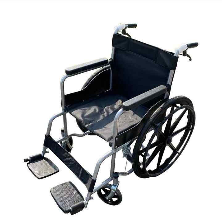 Portable Manual Wheelchair - Collapsible Steel Frame, 120kg Weight Capacity, 24