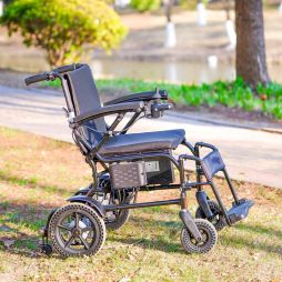 EXC-2020 Ultra-Lightweight Folding Electric Wheelchair | Portable Travel Scooter with Airline-Approved Design, Vibration-Reduction Tires & Lithium Battery