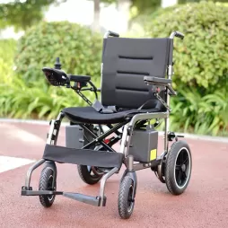 Foldable Electric Wheelchair Lightweight Carbon Steel Frame CE Certified