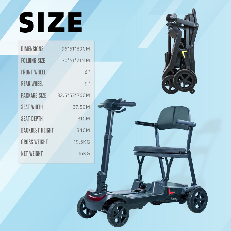 Lightweight 3 Second Fold Mobility Scooter for Care Facilities Lightweight 3 Second Fold Mobility Scooter for Care Facilities