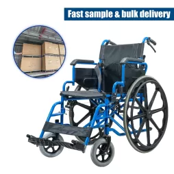 Foldable Steel Manual Wheelchair Compact Solid Tyre CE ISO Certified