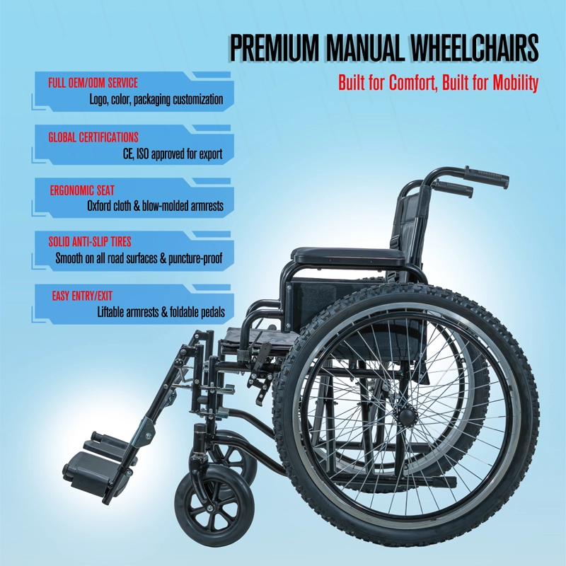 Foldable Heavy Duty Manual Wheelchair Solid Tire CE ISO Certified Foldable Heavy Duty Manual Wheelchair Solid Tire CE ISO Certified