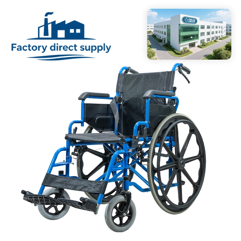 Foldable Steel Manual Wheelchair Compact Solid Tyre CE ISO Certified Foldable Steel Manual Wheelchair Compact Solid Tyre CE ISO Certified