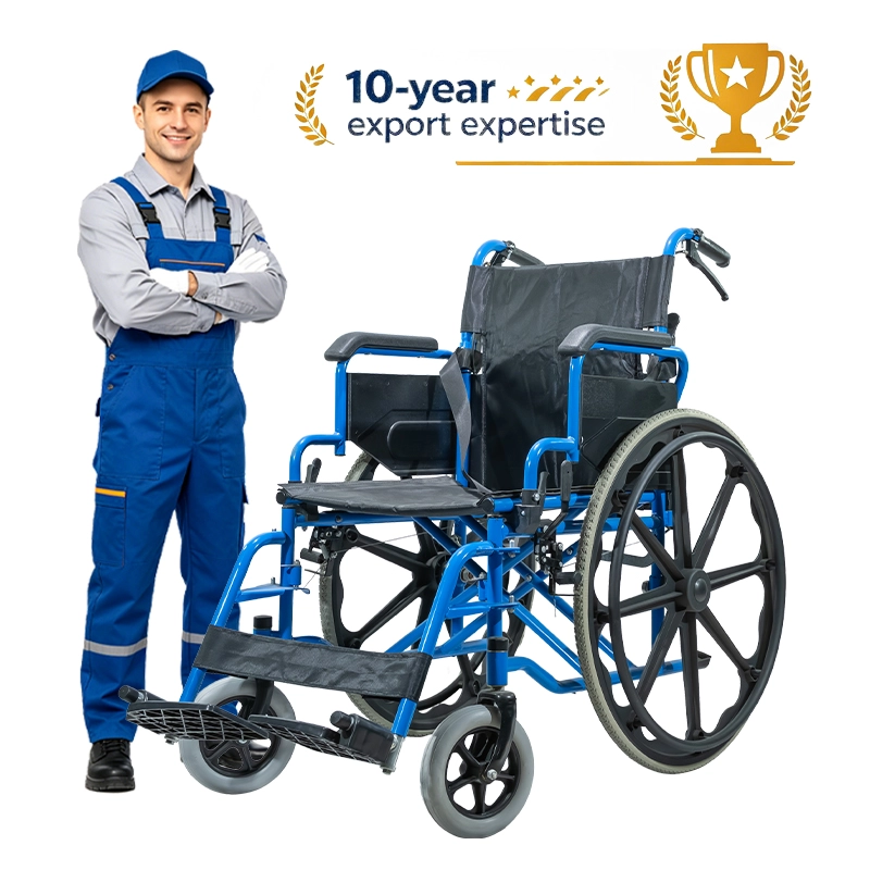 Foldable Steel Manual Wheelchair Compact Solid Tyre CE ISO Certified Foldable Steel Manual Wheelchair Compact Solid Tyre CE ISO Certified