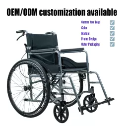 Manual Foldable Steel Wheelchair 120kg Load CE ISO Certified