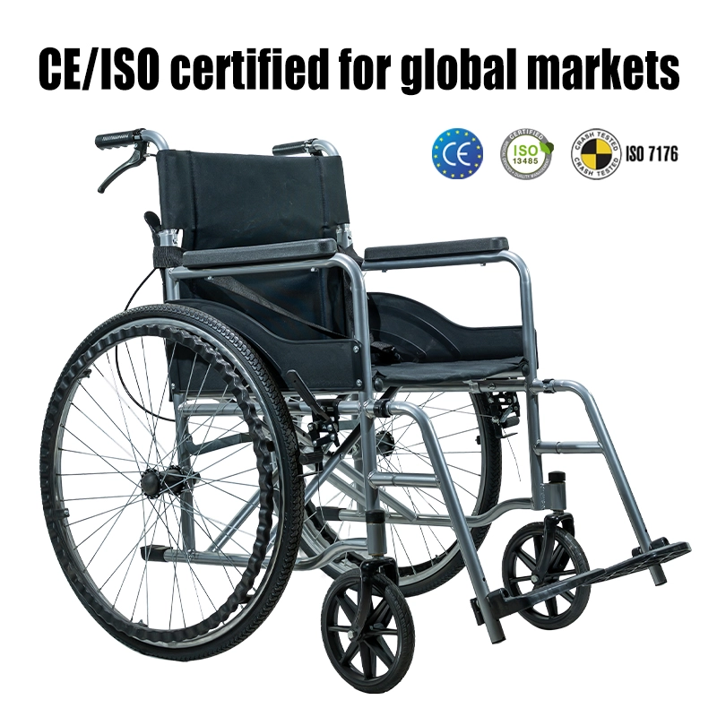 Manual Foldable Steel Wheelchair 120kg Load CE ISO Certified Manual Foldable Steel Wheelchair 120kg Load CE ISO Certified