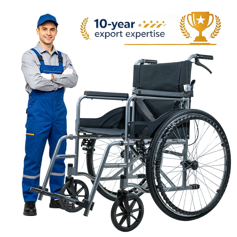 Foldable Manual Wheelchair with Puncture Proof Tires for Nursing Homes EXC-2010 Foldable Manual Wheelchair with Puncture Proof Tires for Nursing Homes EXC-2010