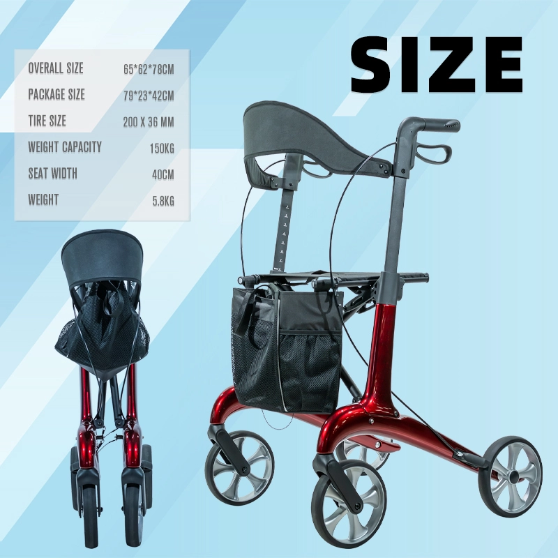 Carbon Fiber Folding Rollator 150kg Load CE ISO Certified Walker Carbon Fiber Folding Rollator 150kg Load CE ISO Certified Walker