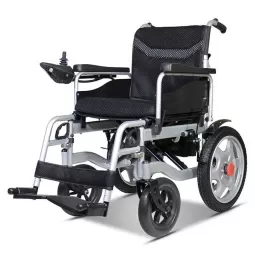 Steel Frame Electric Wheelchair Long Range Lead Acid Battery Electromagnetic Brake Medical Certified